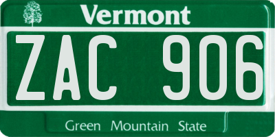 VT license plate ZAC906