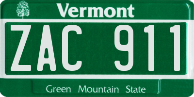 VT license plate ZAC911