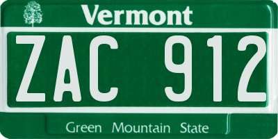 VT license plate ZAC912