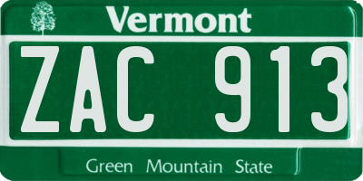 VT license plate ZAC913