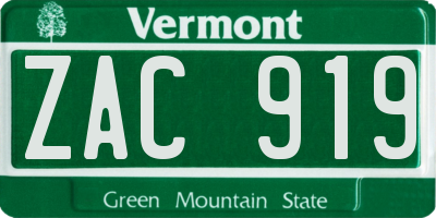 VT license plate ZAC919