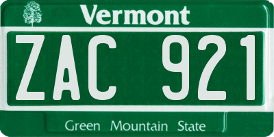 VT license plate ZAC921