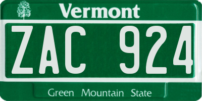 VT license plate ZAC924