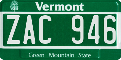 VT license plate ZAC946