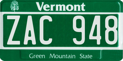VT license plate ZAC948