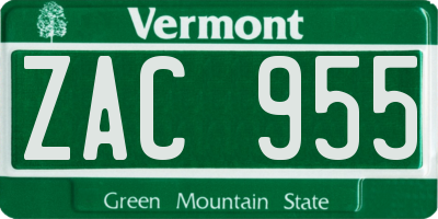 VT license plate ZAC955