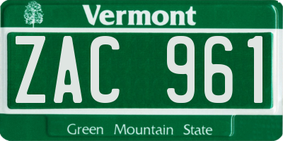 VT license plate ZAC961