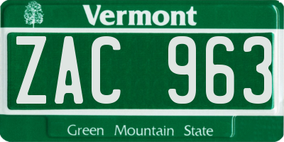 VT license plate ZAC963