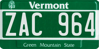 VT license plate ZAC964