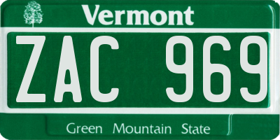VT license plate ZAC969