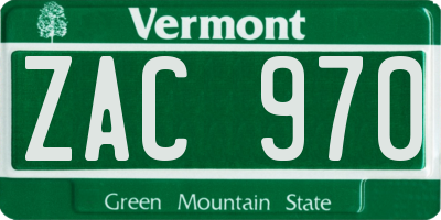 VT license plate ZAC970