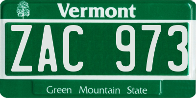 VT license plate ZAC973