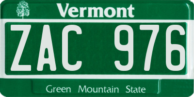 VT license plate ZAC976