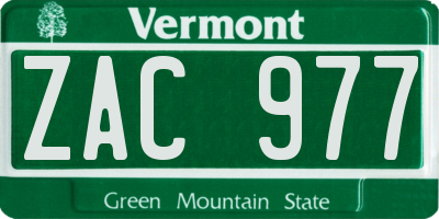 VT license plate ZAC977