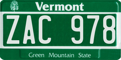 VT license plate ZAC978