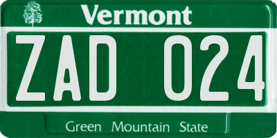 VT license plate ZAD024