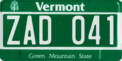 VT license plate ZAD041