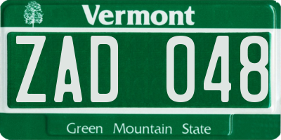 VT license plate ZAD048