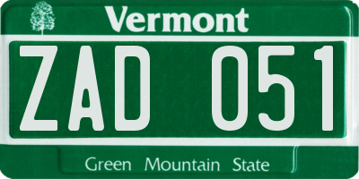 VT license plate ZAD051
