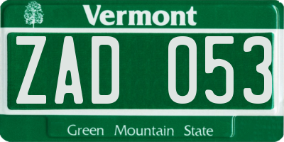 VT license plate ZAD053