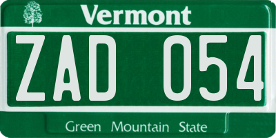 VT license plate ZAD054
