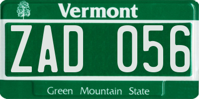 VT license plate ZAD056