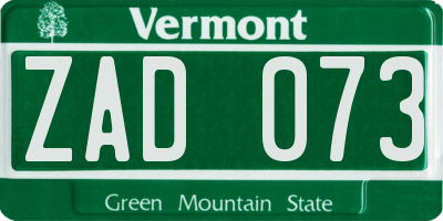 VT license plate ZAD073
