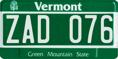 VT license plate ZAD076