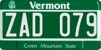 VT license plate ZAD079