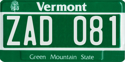VT license plate ZAD081