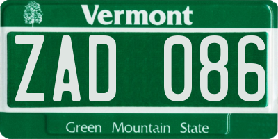 VT license plate ZAD086