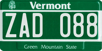 VT license plate ZAD088