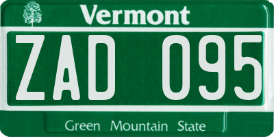 VT license plate ZAD095