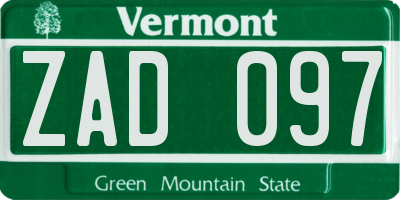 VT license plate ZAD097