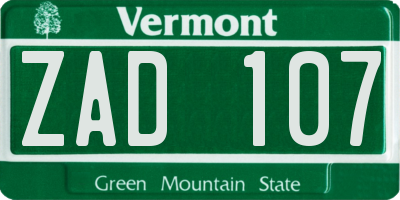VT license plate ZAD107