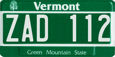 VT license plate ZAD112