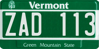 VT license plate ZAD113