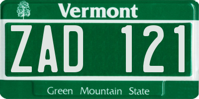 VT license plate ZAD121