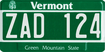 VT license plate ZAD124