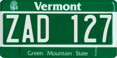 VT license plate ZAD127