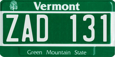 VT license plate ZAD131