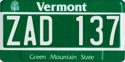 VT license plate ZAD137