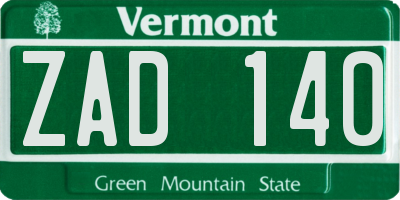 VT license plate ZAD140
