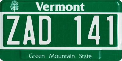 VT license plate ZAD141