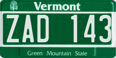 VT license plate ZAD143