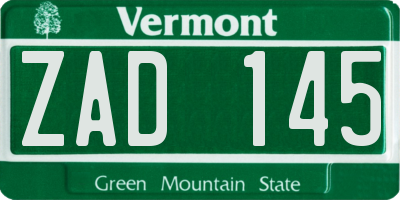 VT license plate ZAD145