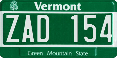 VT license plate ZAD154
