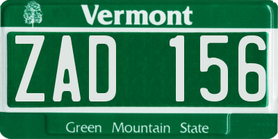 VT license plate ZAD156
