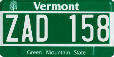 VT license plate ZAD158