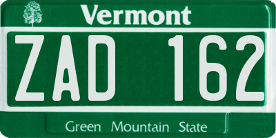 VT license plate ZAD162